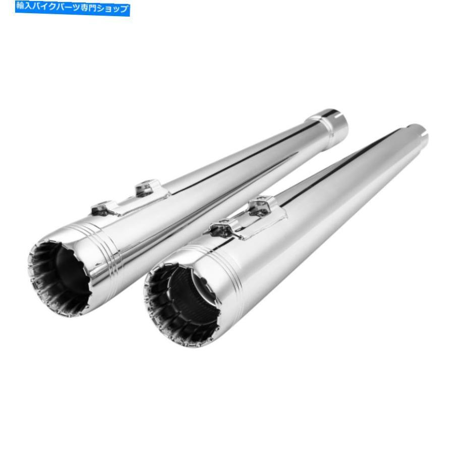 クロームパーツ Chromeメガホンが排気パイプの滑り止めスリップハーレーストリートグライド17-21 Chrome Megaphone Tappered Slip On Exhaust Pipe Fiの画像