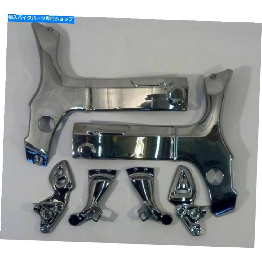 クロームパーツ クロムルックプラスチック製のフットペグブラケットと99-07鈴木駿のためのフレームカバー Chrome Look Plastic Foot Peg Bracket and