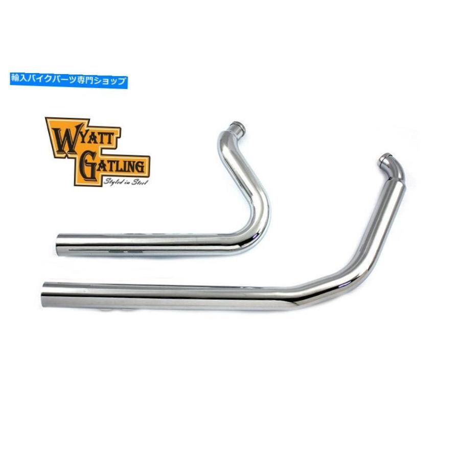 クロームパーツ Wyatt Gatling排気ドラッグパイプセットストレートカット、ハーレーダビッドソンモーターサイクル... Wyatt Gatling Exhaust Drag Pip