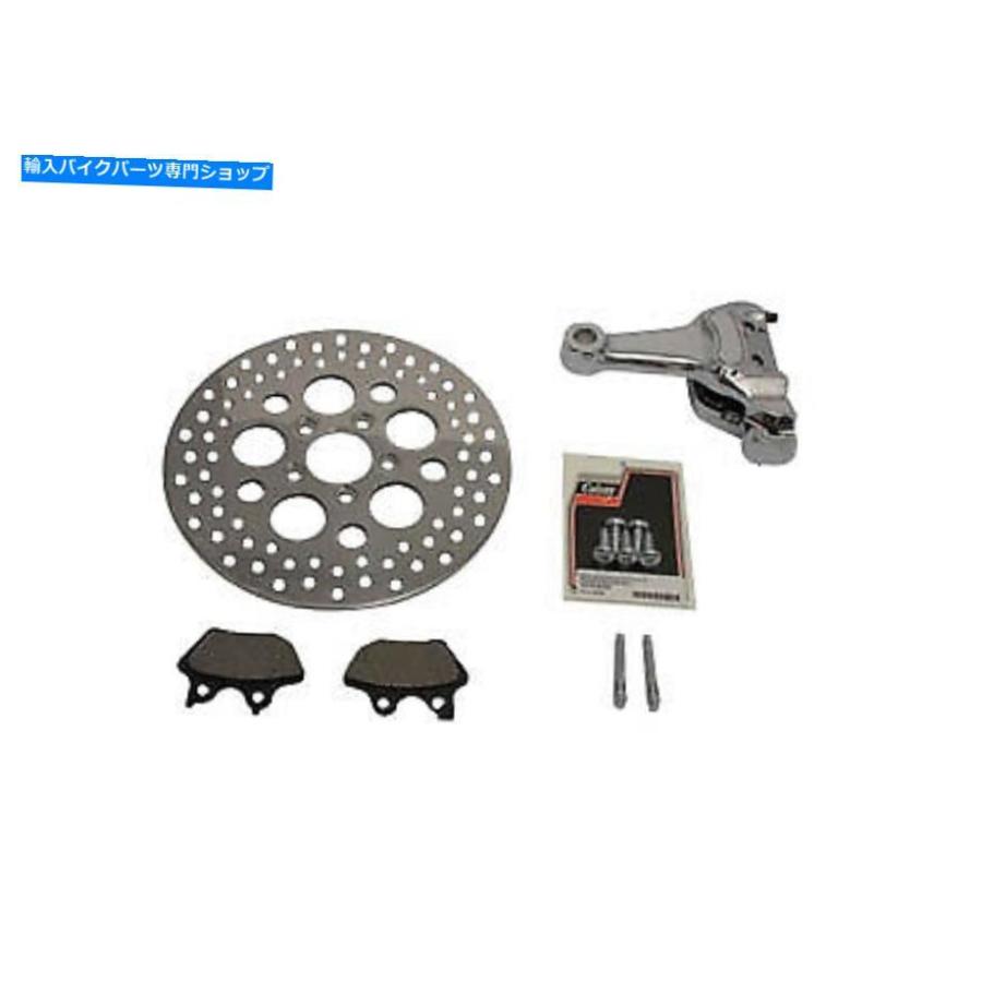 クロームパーツ クロームリア4ピストンキャリパーと11-1 / 2ディスクキットフィットハーレーダビッドソン Chrome Rear 4 Piston Caliper and 11-1/2 D