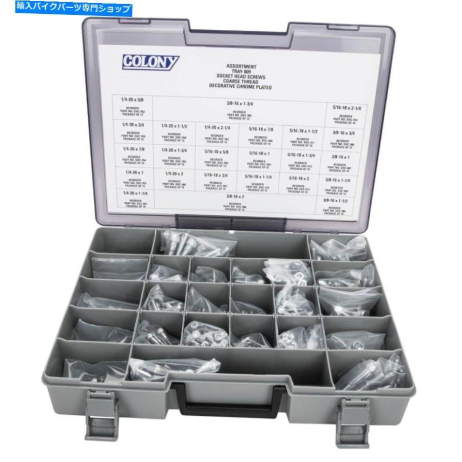 クロームパーツ コロニー＃トレイ-009クロムメッキ靴下ヘッドネジ盛り合わせトレイ - 粗いスレッド Colony #TRAY-009 Chrome Plated Socket Head Screの画像