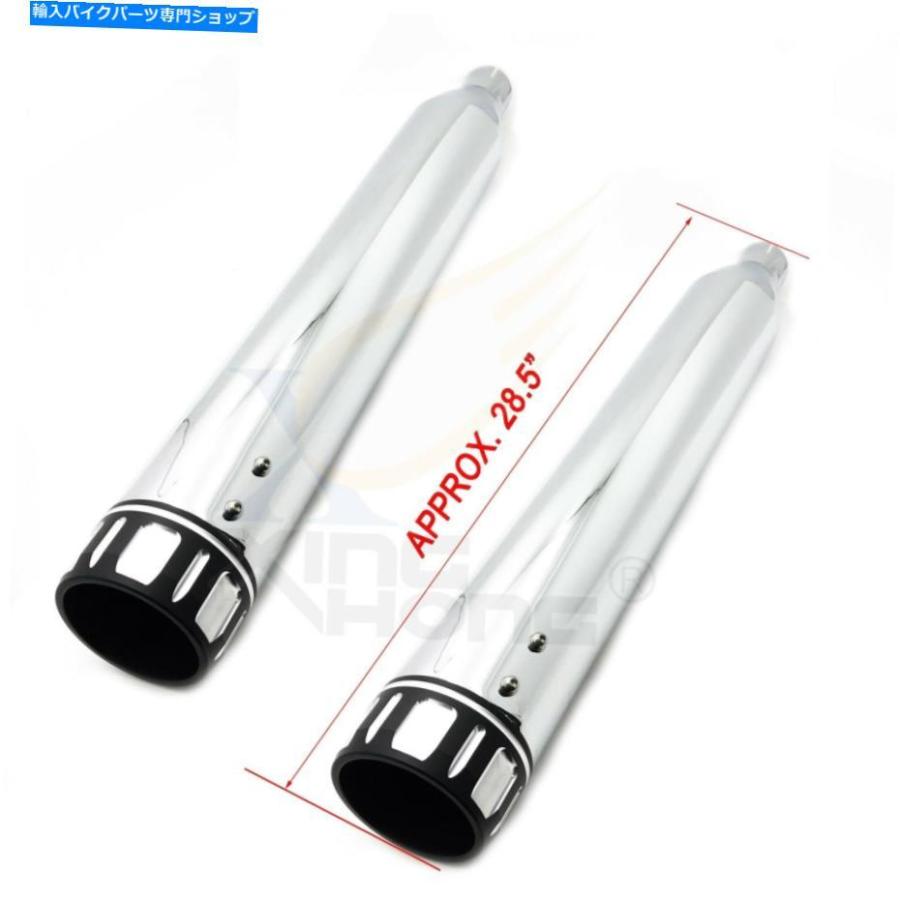 クロームパーツ 4 \"クロムメガホンスリップオンマフラー排気パイプ95-16ハーレーツーリング 4\" Chrome Megaphone Slip-On Mufflers Exhaust Pipes For
