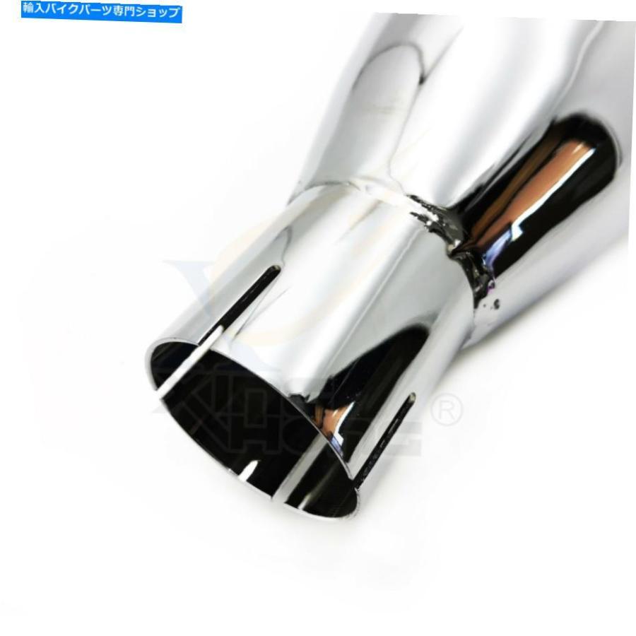 クロームパーツ 4 \"クロムメガホンスリップオンマフラー排気パイプ95-16ハーレーツーリング 4\" Chrome Megaphone Slip-On Mufflers Exhaust Pipes Forの画像