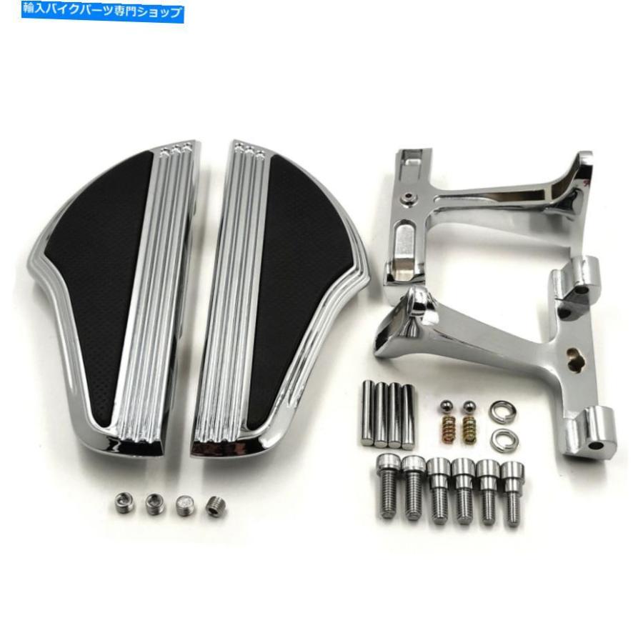 クロームパーツ 93 upツーリンのためのクロムサメのフィンの深い乗客の床板の取付金具 Chrome Shark Fin Defiance Passenger Floorboard Mounting Bra