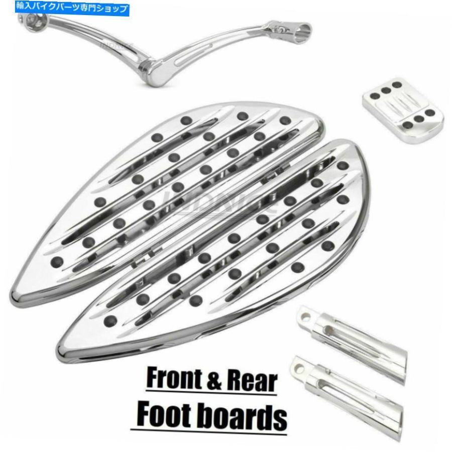 クロームパーツ クロムディープエッジカットフットボードストリートグライドFLHxリアペグヒールトウシフトレバー Chrome Deep edge cut footboards st