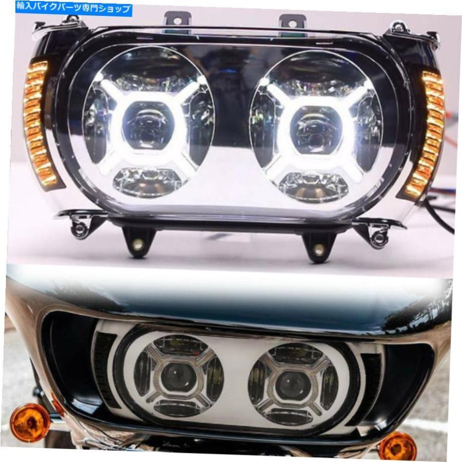 クロームパーツ Harley Road Glide 2015-2019のためのChrome琥珀色LEDのヘッドライトアセンブリ収集 Chrome Amber LED Headlight Assembly Fit For Ha