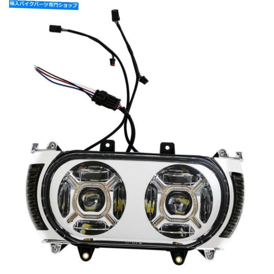 クロームパーツ Harley Road Glide 2015-2019のためのChrome琥珀色LEDのヘッドライトアセンブリ収集 Chrome Amber LED Headlight Assembly Fit For Haの画像