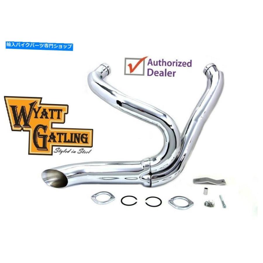 クロームパーツ Wyatt Gatling 2への1つの排気パイプヘッダーキットEVO TC-88柔らかいグライドFXR Wyatt Gatling 2 into 1 Exhaust Pipe Header Kit E