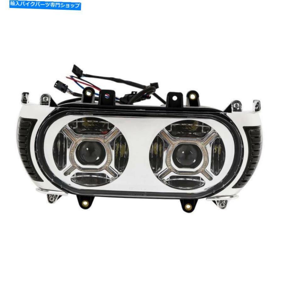 クロームパーツ Harley Road Glide 15-21のためのChrome LEDのヘッドライト琥珀色のサイドマーカーライトフィット Chrome LED Headlight Amber Side Mの画像