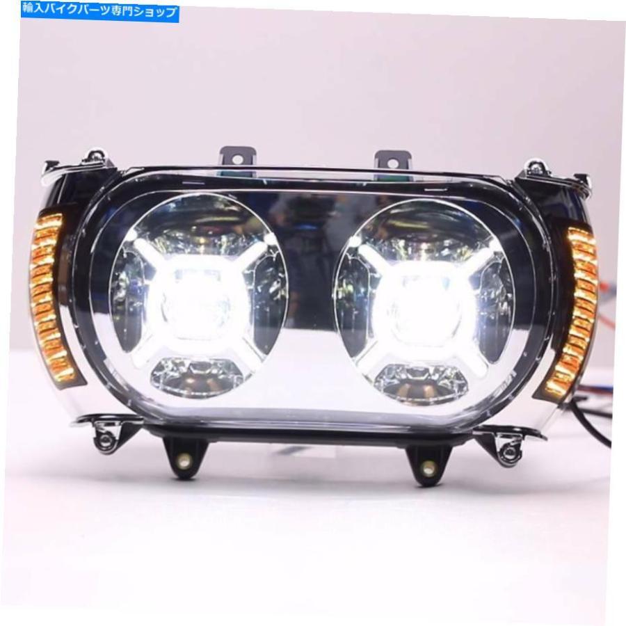 クロームパーツ Harley Road Glide 15-21のためのChrome LEDのヘッドライト琥珀色のサイドマーカーライトフィット Chrome LED Headlight Amber Side Mの画像