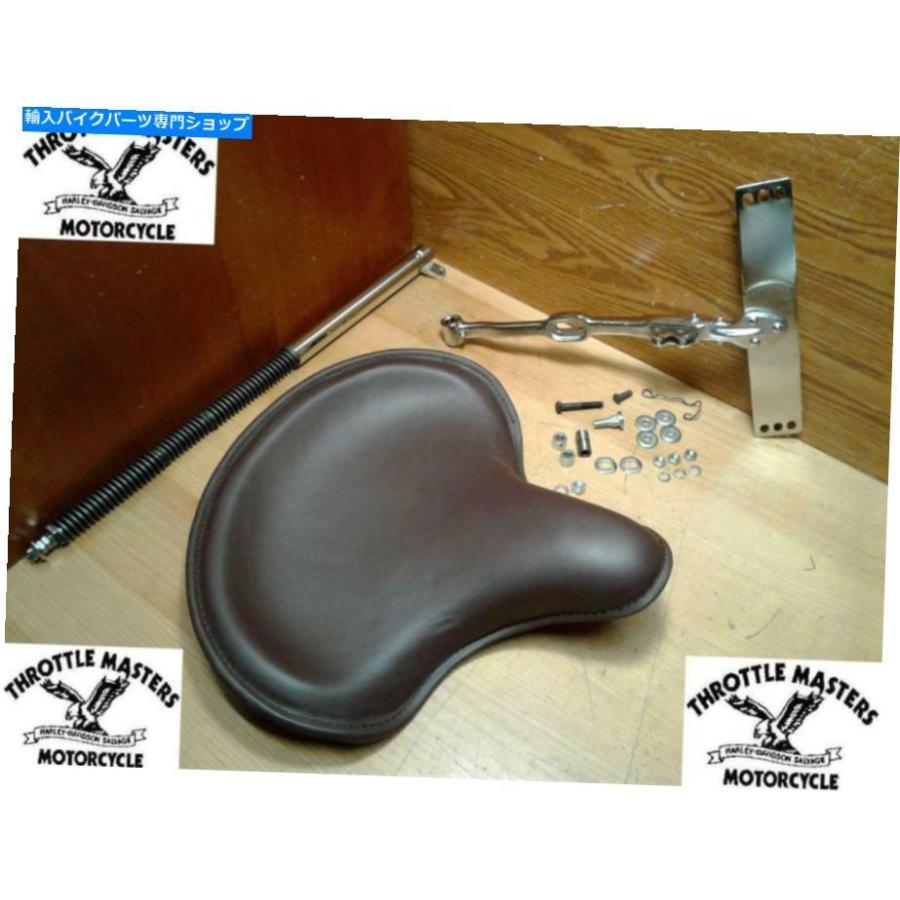 クロームパーツ ハーレービッグツイン4スピード1936-1981のためのクロムキット付きブラウンソロシート Brown Solo Seat with Chrome Kit for Harley B