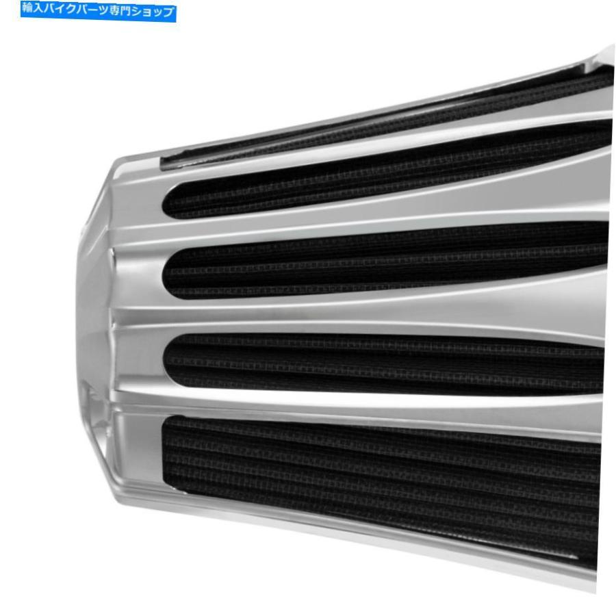 クロームパーツ Harley Touring 00-07 Dyna 00-17のためのクロムカット逆エアクリーナフィルターフィルターフィット Chrome Cut Inverted Air Cleanerの画像