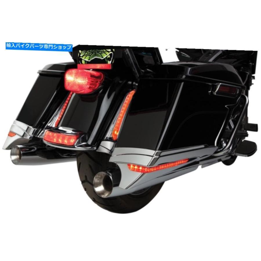クロームパーツ CiRO ChromeオートバイLEDサドルバッグエクステンション14-19ハーレーツーリングバッガーFLHR Ciro Chrome Motorcycle LED Saddlebag