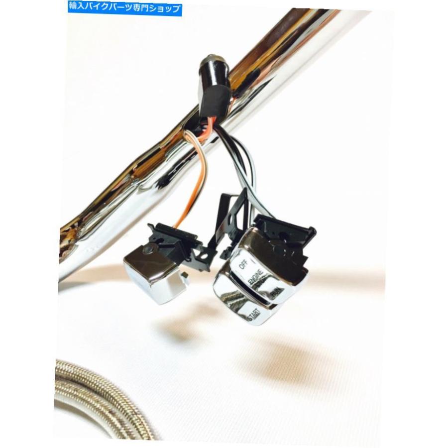 クロームパーツ 14 \"x 1.25 APEハンガークロームハンドルバーキットWスイッチ07-10ハーリーFLSTF 14\"" x 1.25 Ape Hanger Chrome Handlebar Kit W Swit"_2