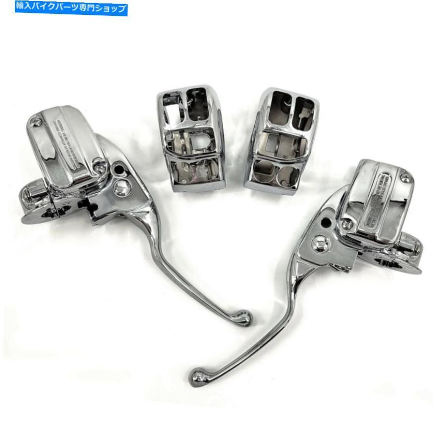 クロームパーツ DemonsサイクルクロームハンドルバーコントロールキットW / Oスイッチデュアルディスク15mm FLT 17アップ Demons Cycle Chrome Handle