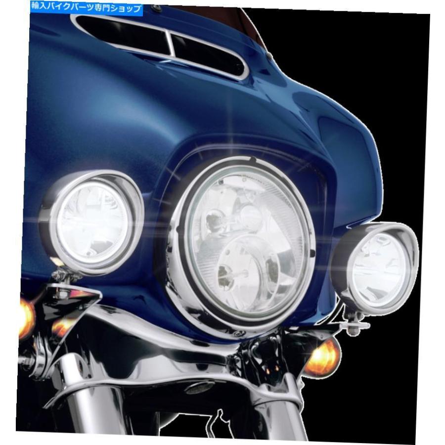 クロームパーツ クロームペアLEDドライビングスポットライト98-19ハーレーツーリングバッガーFLHX FLHXS Show Chrome Pair LED Driving Spot Lights 9の画像