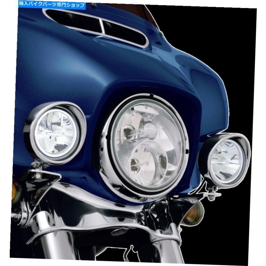 クロームパーツ クロームペアLEDドライビングスポットライト98-19ハーレーツーリングバッガーFLHX FLHXS Show Chrome Pair LED Driving Spot Lights 9の画像