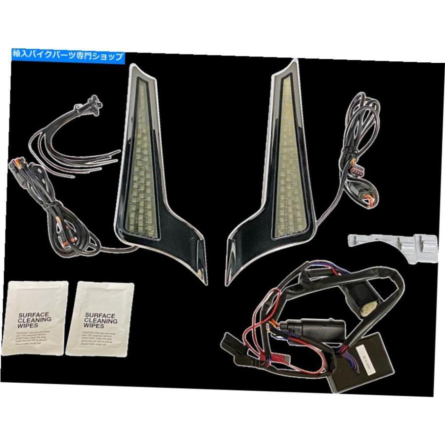 クロームパーツ カスタムダイナミクスクロムデュアルカラー扇風機LEDパネルライト14-21ハーレーツーリング Custom Dynamics Chrome Dual Color Fascia
