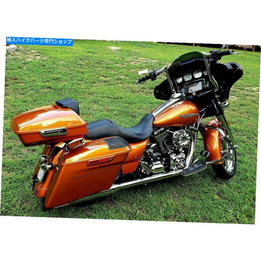 クロームパーツ Advanblack刻んだツアーパックアンバーウイスキートランク荷物荷物は1997+ハーレーフィット Advanblack Chopped Tour Pack Amber Whisの画像