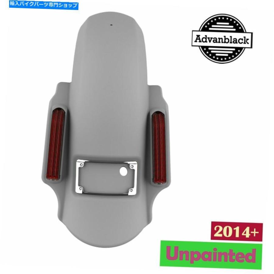 クロームパーツ AdvanBlack Unpented Dominator 2014+ハーレーツーリングのリアフェンダーストレッチ Advanblack Unpainted Dominator Stretched Rear