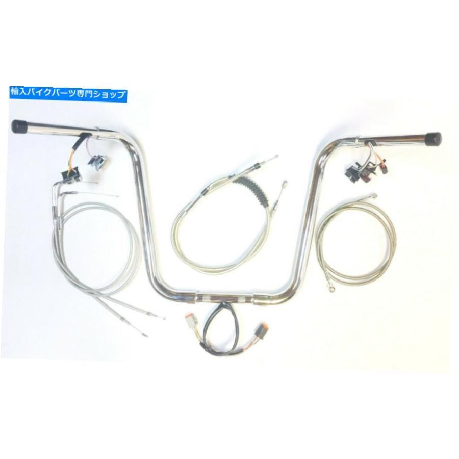クロームパーツ 1 1/4 APEハンガー16 ChromeハンドルバーキットプラグN PLAY 04 05ハーレーソフトデラックス 1 1/4 Ape Hanger 16 Chrome Handlebar K