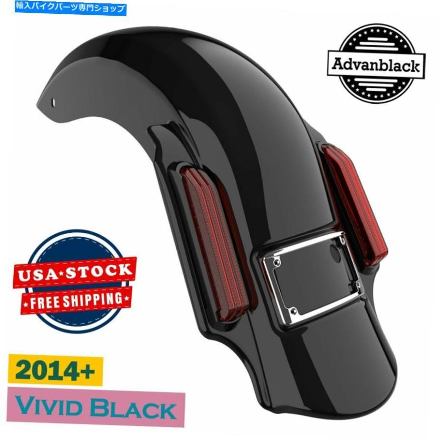 クロームパーツ AdvanBlack Vivid Black Dominatorストレッチリアフェンダーは2014+ハーレーツーリング Advanblack Vivid Black Dominator Stretched