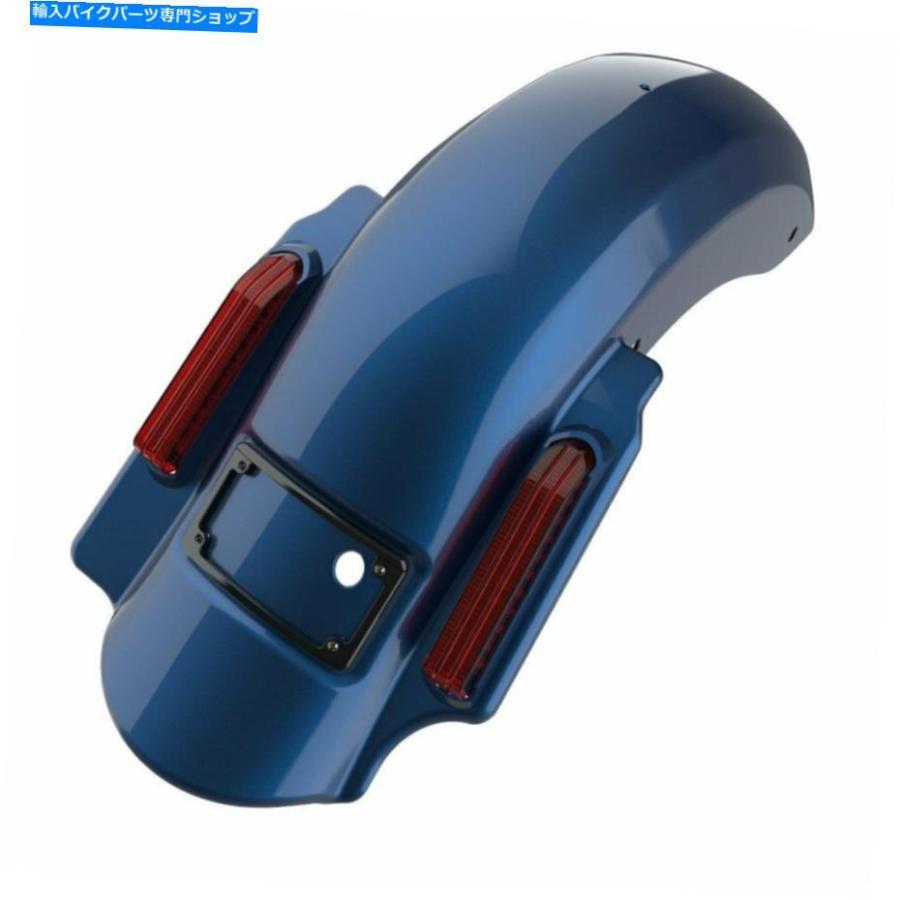 クロームパーツ ダークブルーパールドミネーターストレッチリアフェンダー2に1フィットハーレー09-13 Dark Blue Pearl Dominator Stretched Rear Fendの画像