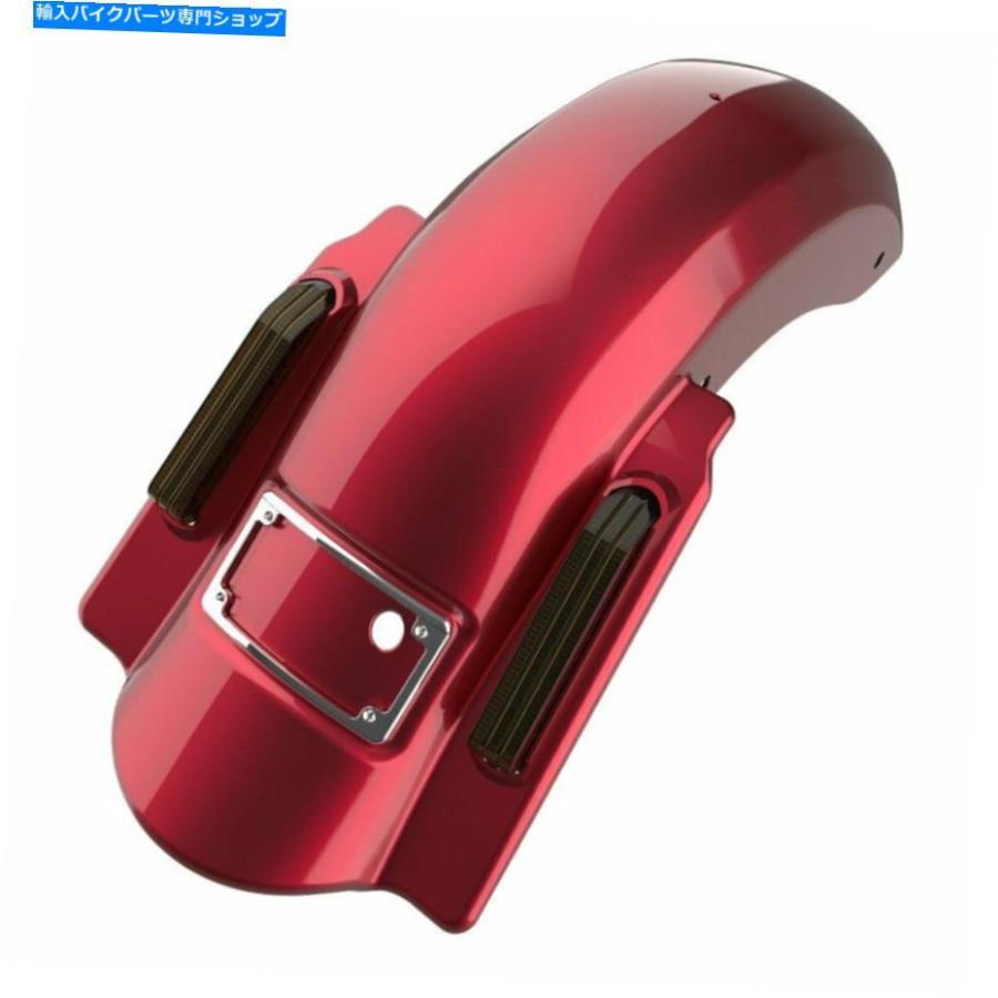 クロームパーツ ベロシティレッドサングローデュアルカットドミネーターストレッチリアフェンダーフィット2014+ハーレー Velocity Red Sunglo Dual Un