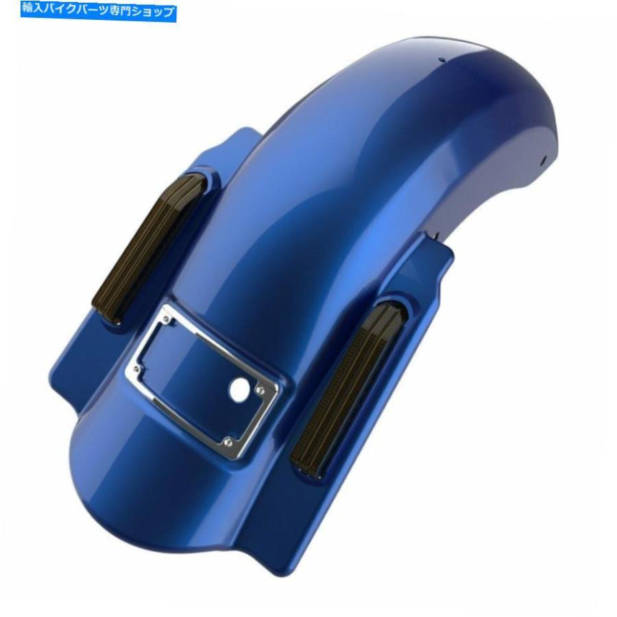 クロームパーツ スーペリアブルーデュアルカットドミネーターストレッチリアフェンダーフィット14+ハーレーツーリング Superior Blue Dual Uncut Domi