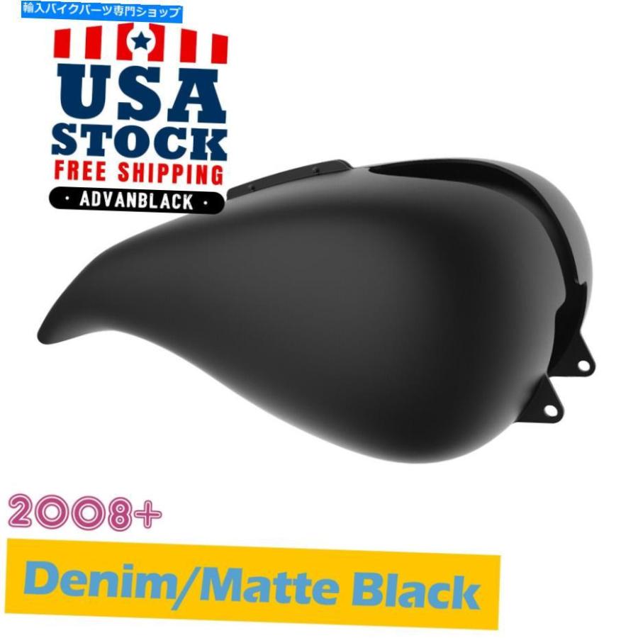 クロームパーツ デニムブラックストレッチタンクカバーフィットハーリーツーリングストリートロードグライド08+ Denim Black Stretched Tank Cover Fi