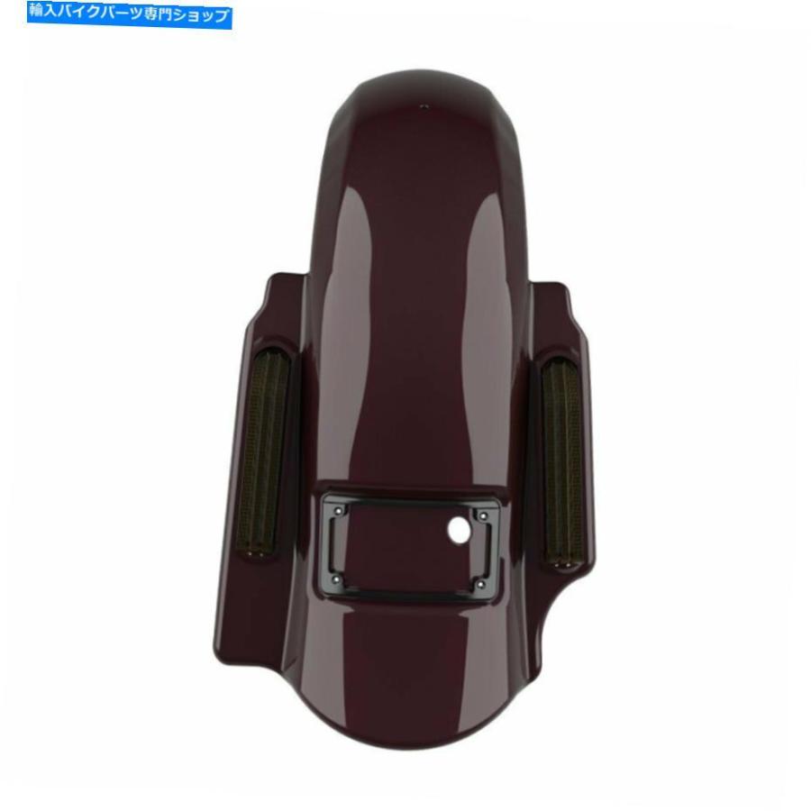 クロームパーツ ブラックチェリードミネーターはリアフェンダー2を1に伸ばしたハーレーツーリング09-13 Black Cherry Dominator Stretched Rear Fende
