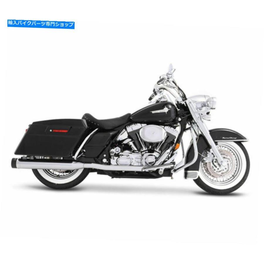 クロームパーツ Rinehart Chrome Trueデュアル排気ブラックTIPS 4 \"マフラー95-08ハーレーツーリング Rinehart Chrome True Dual Exhaust Black Tipsの画像