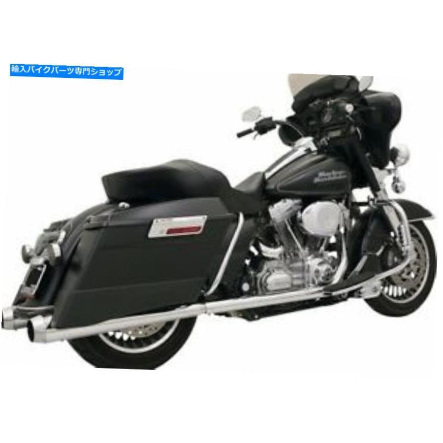 クロームパーツ Bassani Trueデュアルエキゾースト4 \"ハーレー1995-2008用のクロムマフラー Bassani True Dual Exhaust System With 4\" Chrome Muffle