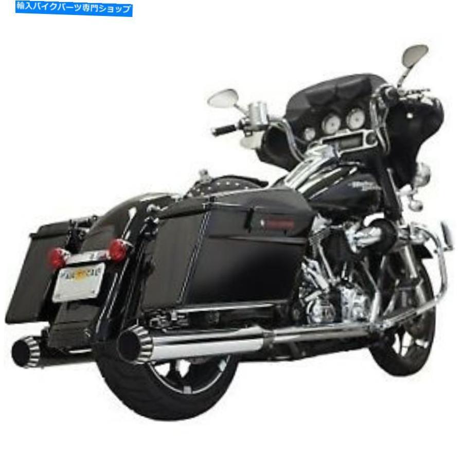 クロームパーツ バッサニークローム4 "ハーレーツーリング17-20のための静かなDNTメガホンマフラー Bassani Chrome 4" Quiet DNT Megaphone Mufflers