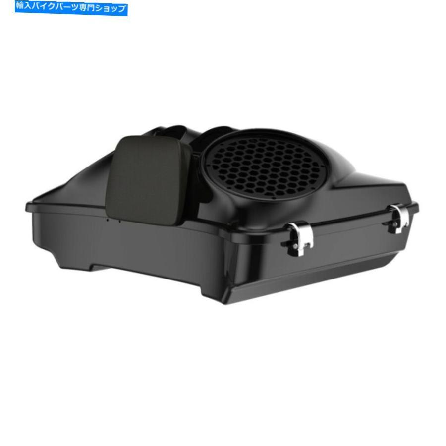クローム部分品 晴れ晴れしいな黒いことデュアル8 ''スピーカーリッドフィットAdvanblack / Harley Razor Tour Pack Pak Vivid Black Dual 8'' Speaker Lids フレーム-バイク