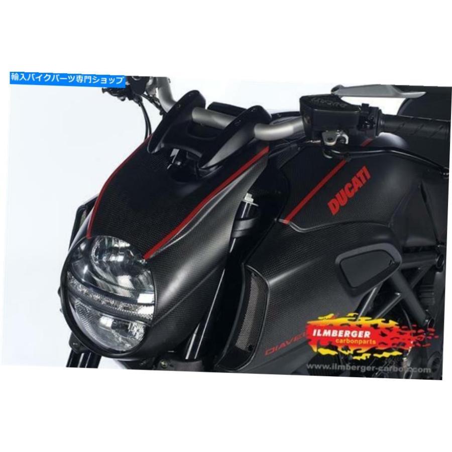 カーボン Ilmbergerマットカーボンファイバーヘッドライトカバーサラウンドドゥカティダイエール1200 2012 Ilmberger MATT Carbon Fibre Headlight Coの画像