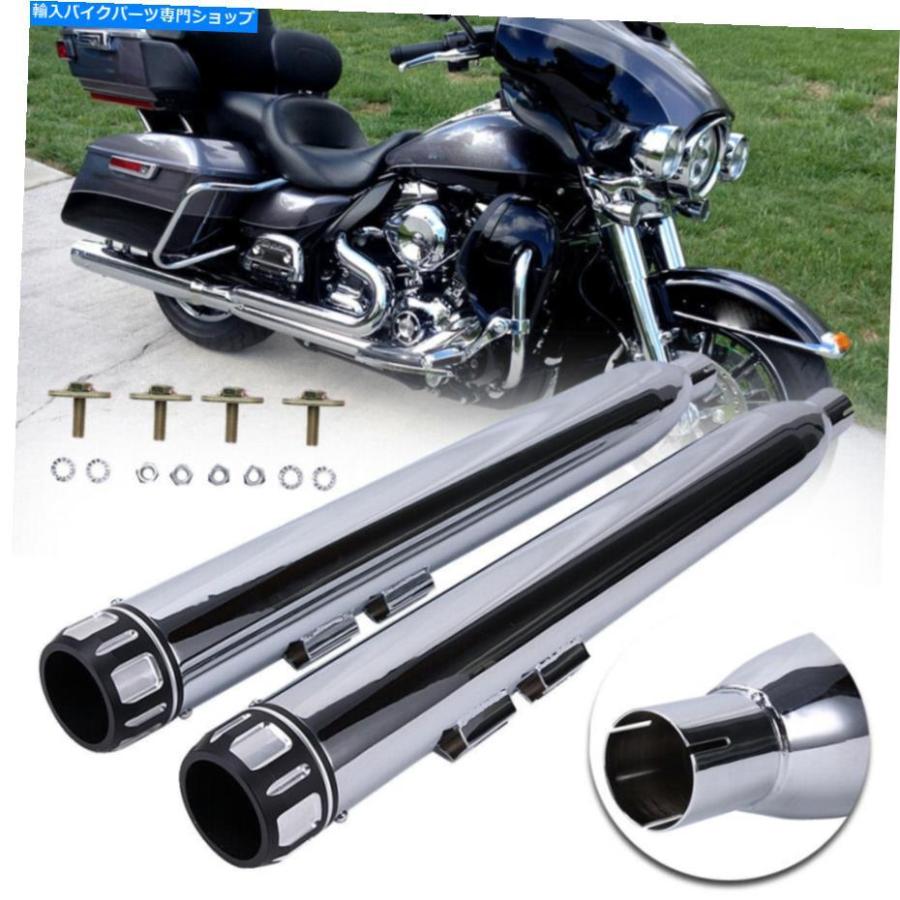 サイレンサー 3.5 \"Chrome Megaphoneスリップオンマフラー排気パイプ、ハーレーツーリング1995-2016 3.5\" Chrome Megaphone Slip-On Muffler Exhaust