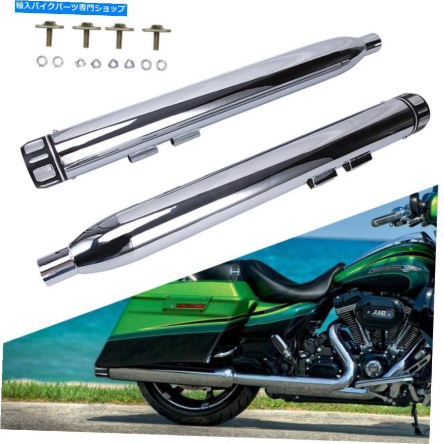 サイレンサー 3.5 \"Chrome Megaphoneスリップオンマフラー排気パイプ、ハーレーツーリング1995-2016 3.5\" Chrome Megaphone Slip-On Muffler Exhaustの画像