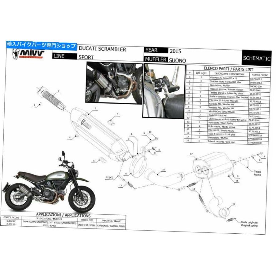 サイレンサー Scrambler 800 2015-2020用途サイズのMIVVスーパーブラック - オリジナルのタイトルを表示する SCRAMBLER 800 2015-2020 用サイレンサー_1