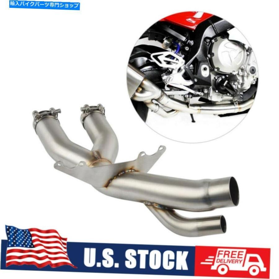 サイレンサー BMW S1000RR 2017-2018ステンレス鋼鋼の利益の排気ガスマフラーミッドパイプサイレンサー Exhaust Muffler Mid Pipe Silencer For BMW S1000RR マフラー-バイク-車、バイク、自転車