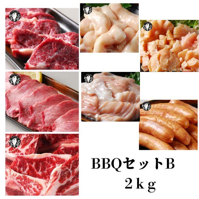 20％OFF【 ５のつく日 ＆ 週末 SALE 10230円→8184円！】ホルモン ハラミ BBQ 焼肉 バーベキュー セット 計2kg カルビ 牛タン 丸腸 等 【BBQセットB】 | 