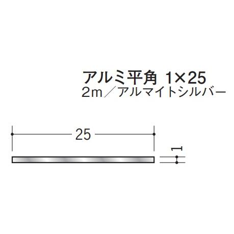 フラットバー アルミ 平角 1×25 創建 58026 アルマイトシルバー 長さ