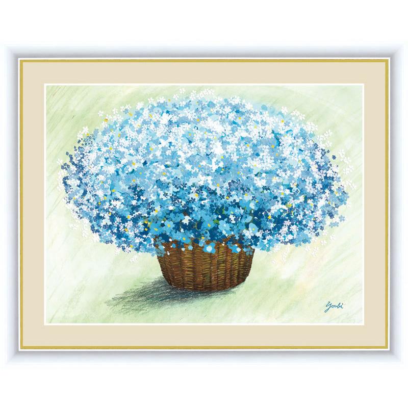 絵画 アート額絵 洋 美（ようび）爽やかなブルーのブーケ 42×34cm