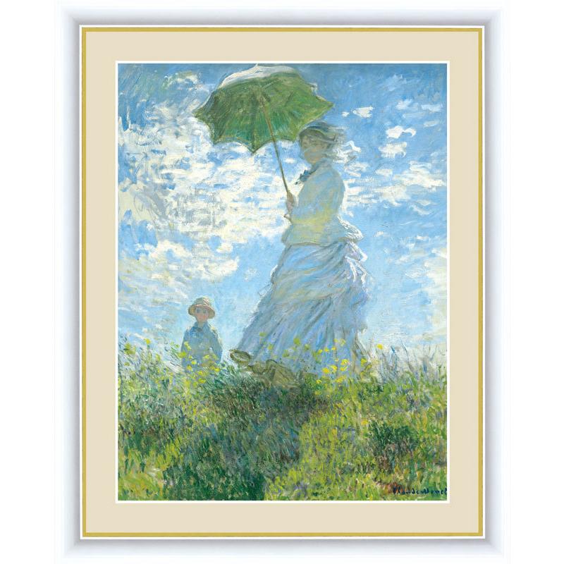 絵画 アート額絵 クロード・モネ 散歩、日傘をさす女性 42×34cm 絵画 アート額絵 クロード・モネ 散歩、日傘をさす女性 42×34cm