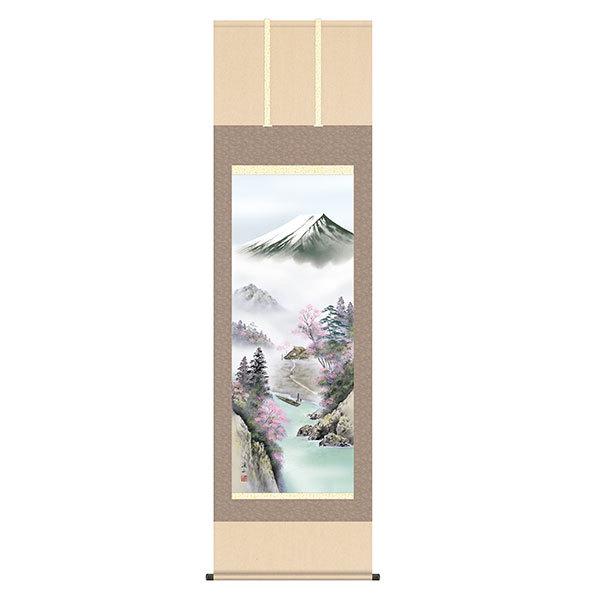 掛軸 床の間 富士季景 春 富士来春 伊藤渓山 尺五 54.5×190 KZ2B4-25A