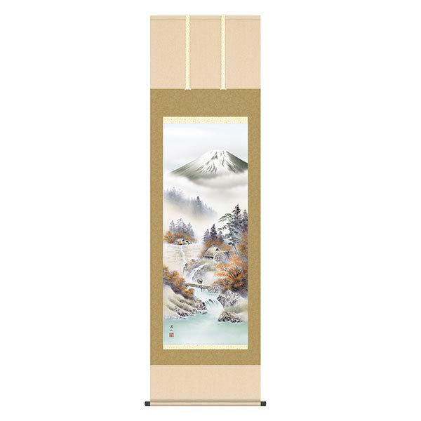 掛軸 床の間 富士季景 秋 富士紅染 伊藤渓山 尺五 54.5×190 KZ2B4-25C