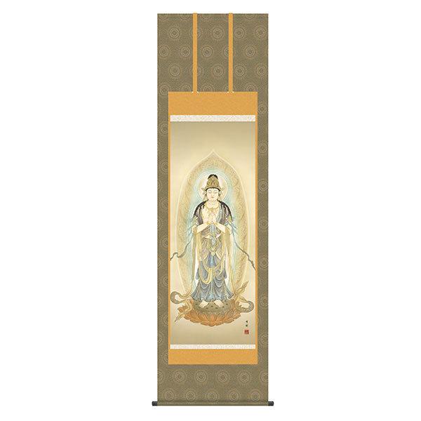 阿波掛軸堂 - 掛軸 床の間 観音 聖観音 中山雪邨 尺五 54.5×190 KZ2E1-K090 楽器、手芸、コレクション-掛け軸-美術、工芸品