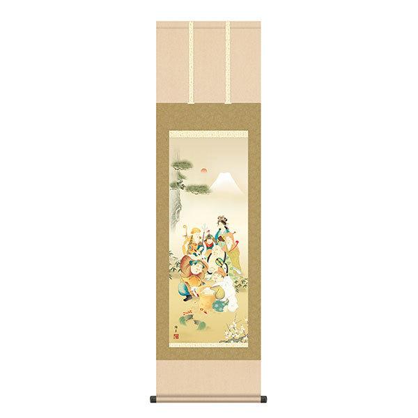 掛軸 床の間 七福神 七福神 鵜飼雄平 尺三 44.5×164 KZ2MD1-038