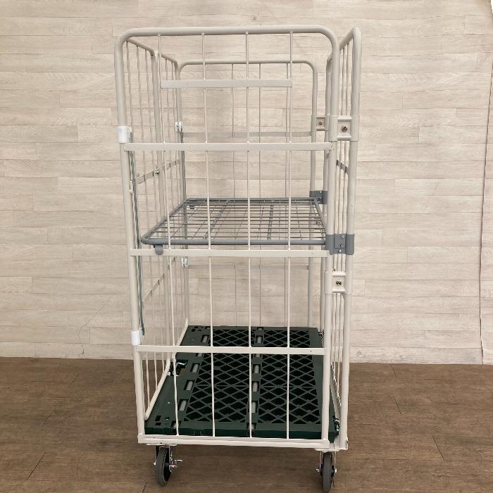 引き取り限定 1台単価 在庫4台 かご台車 中間棚付 業務用 カゴ台車
