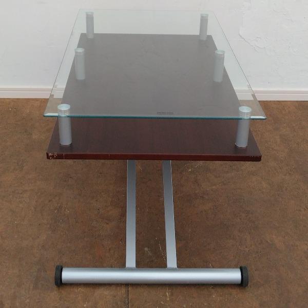 中古 昇降式 ダイニングテーブル 昇降テーブル ガラス天板 : ReSACO
